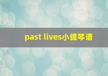 past lives小提琴谱